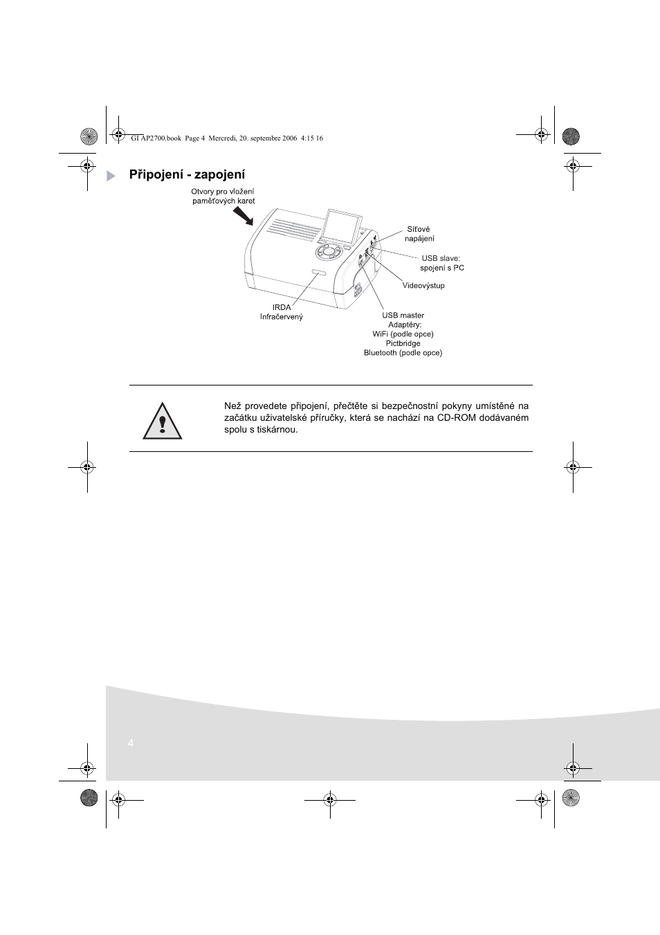 Připojení - zapojení | AGFA AP2700 User Manual | Page 112 / 192