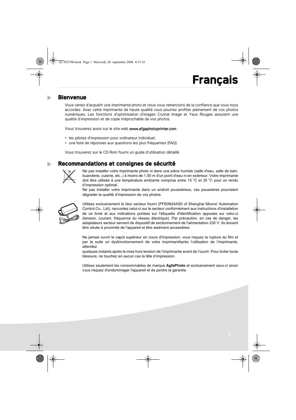 Français | AGFA AP2700 User Manual | Page 17 / 192