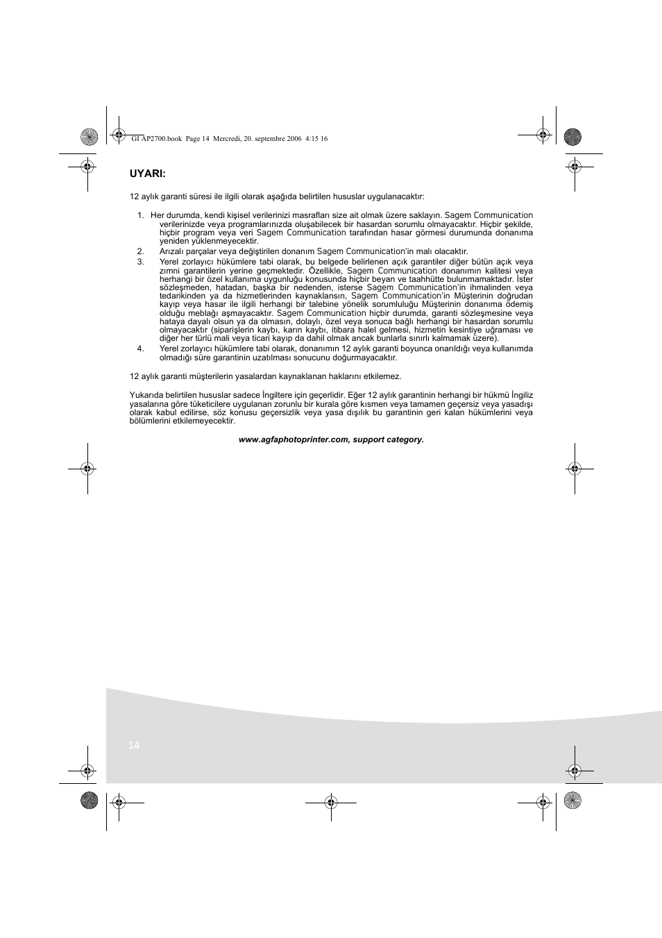 AGFA AP2700 User Manual | Page 178 / 192