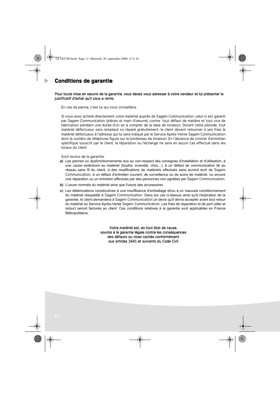 Conditions de garantie | AGFA AP2700 User Manual | Page 28 / 192