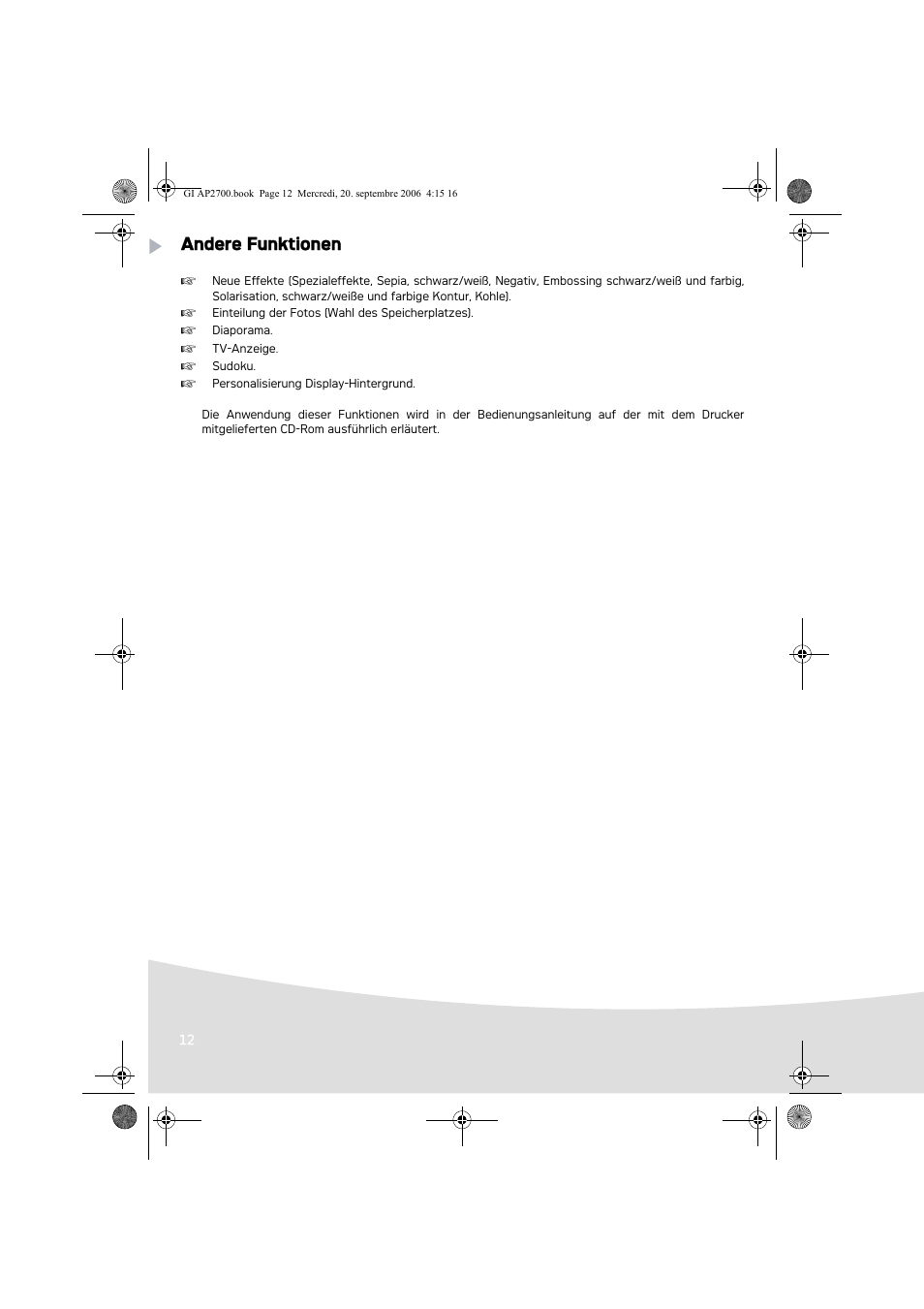 Andere funktionen | AGFA AP2700 User Manual | Page 40 / 192