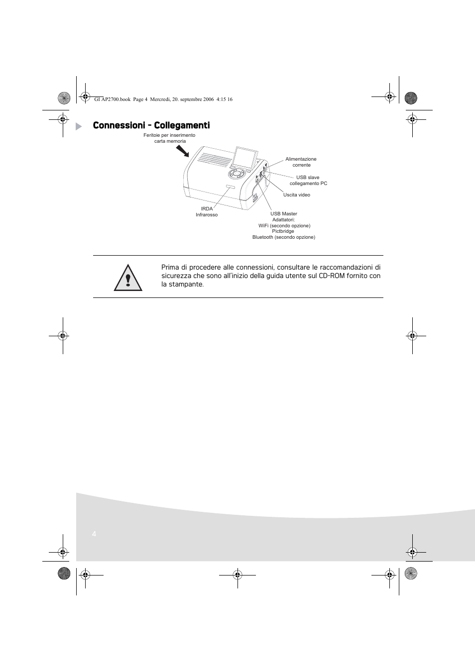 Connessioni - collegamenti | AGFA AP2700 User Manual | Page 60 / 192