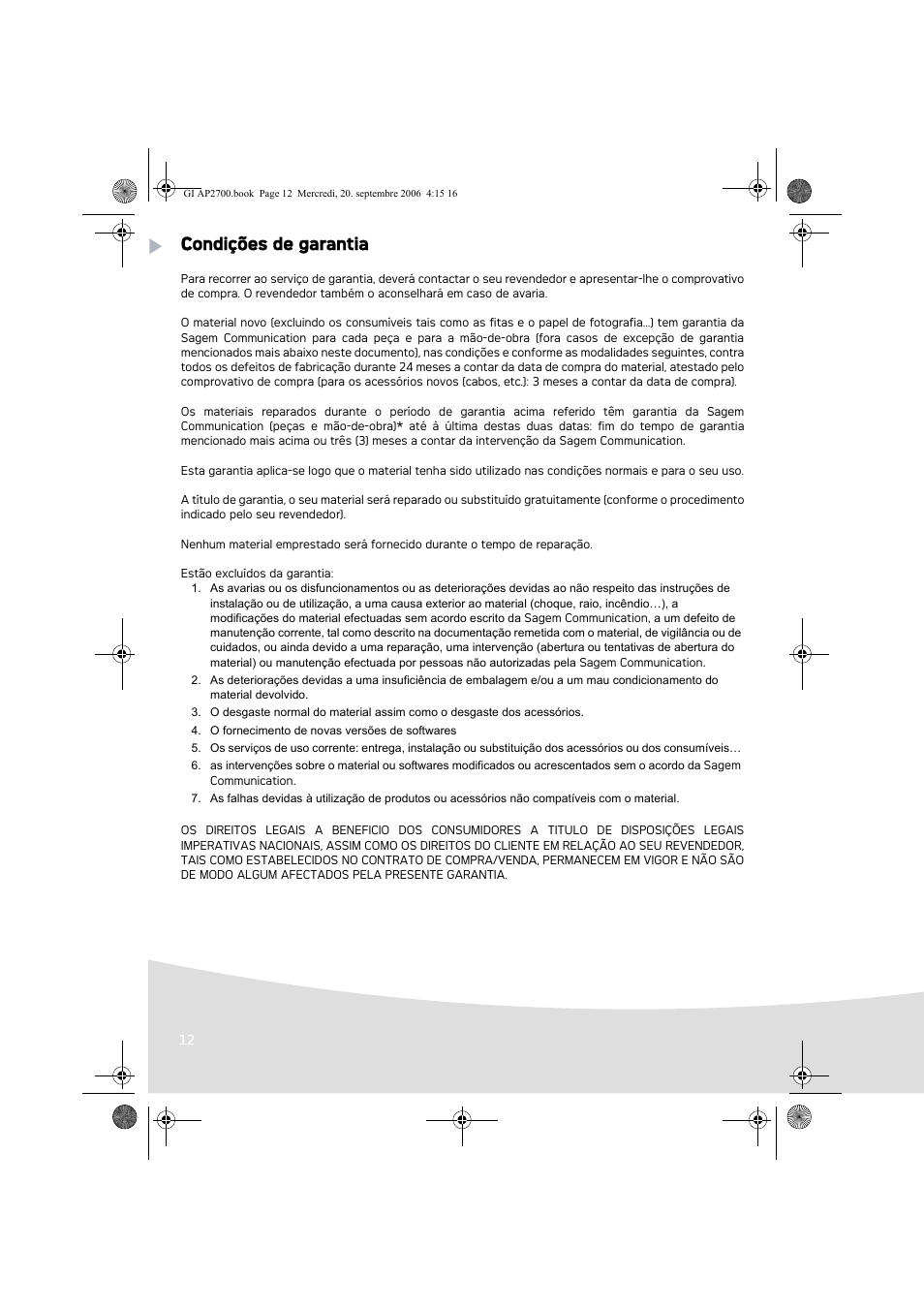 Condições de garantia | AGFA AP2700 User Manual | Page 94 / 192