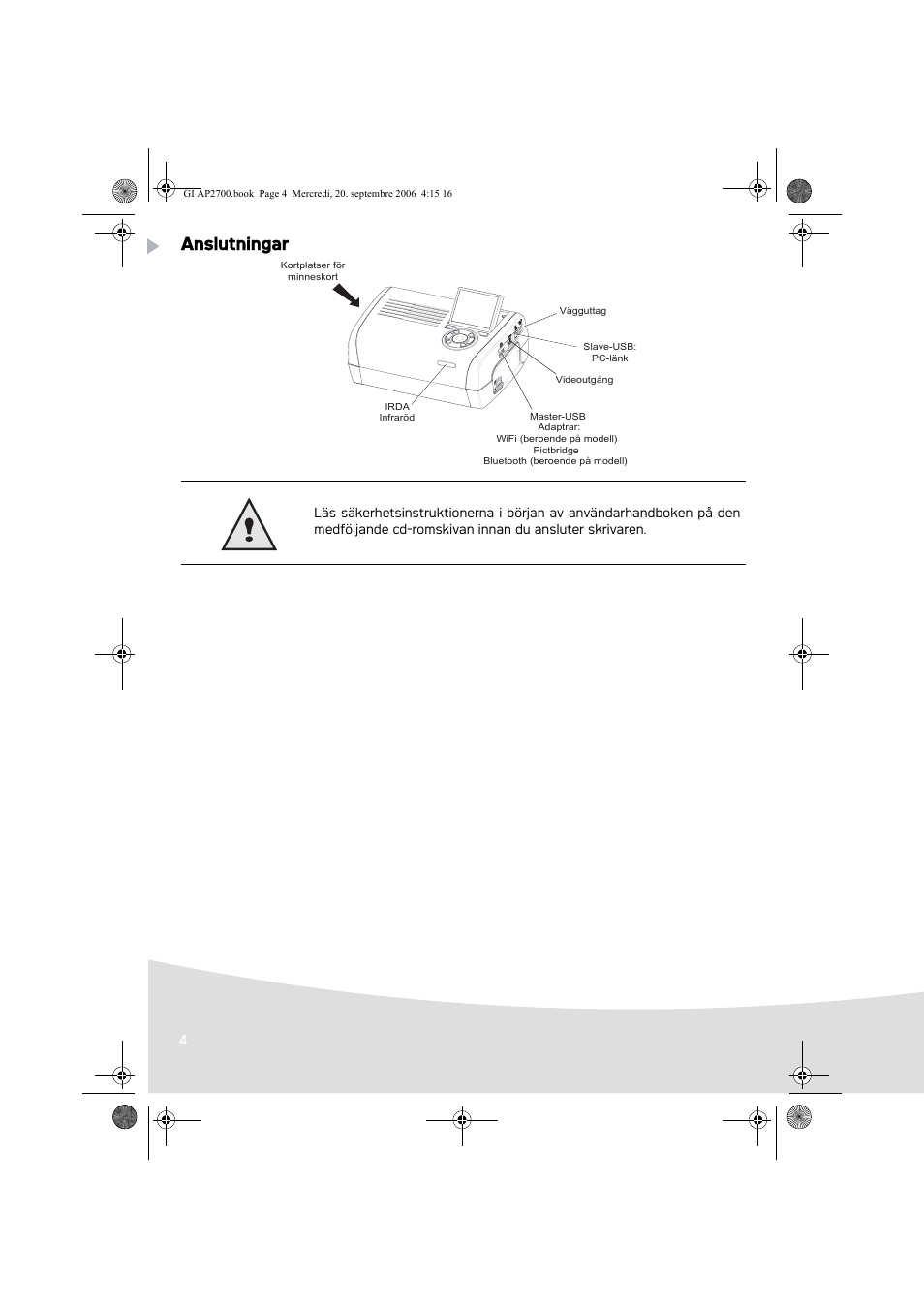 Anslutningar | AGFA AP2700 User Manual | Page 98 / 192