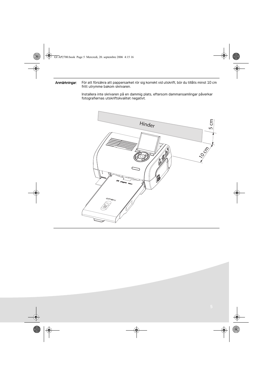 10 cm 5 cm hinder | AGFA AP2700 User Manual | Page 99 / 192