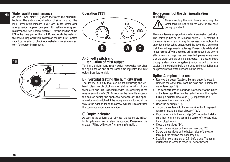 Ab c | Air-O-Swiss AOS 7131 User Manual | Page 10 / 17