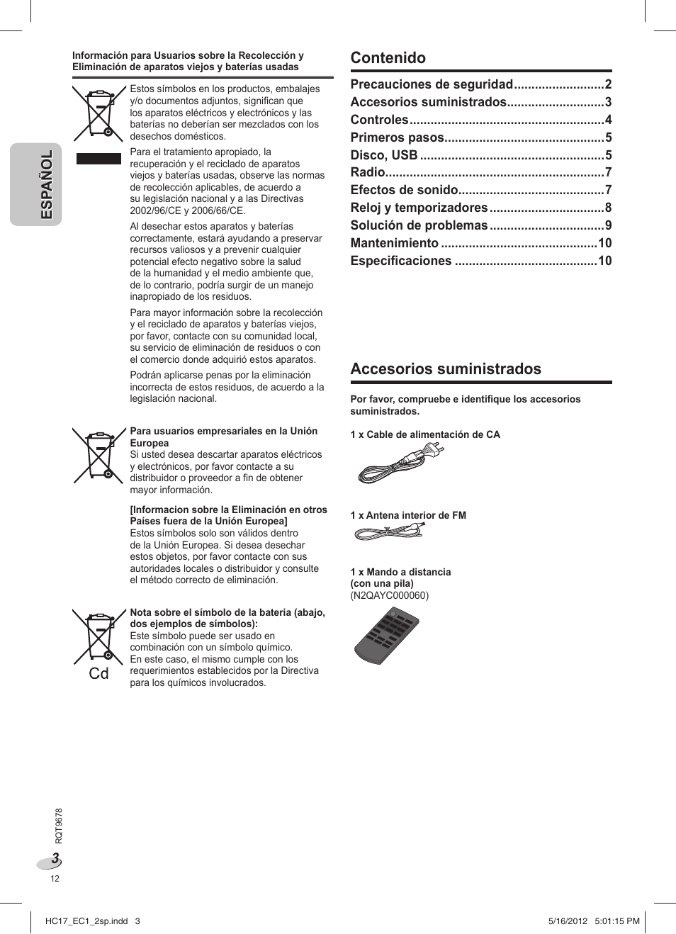Panasonic SCHC17EC User Manual | Page 12 / 64