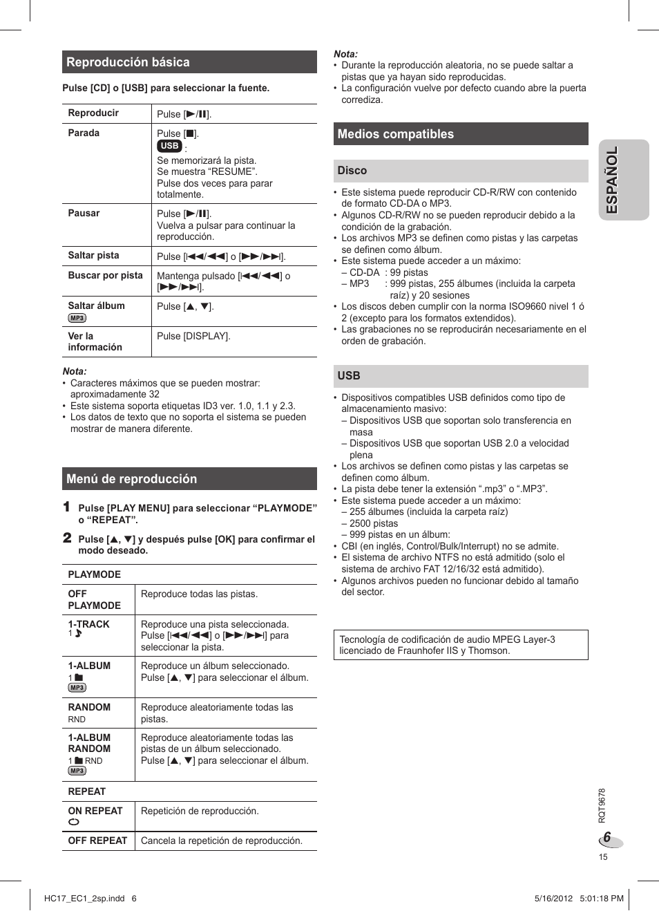 Panasonic SCHC17EC User Manual | Page 15 / 64