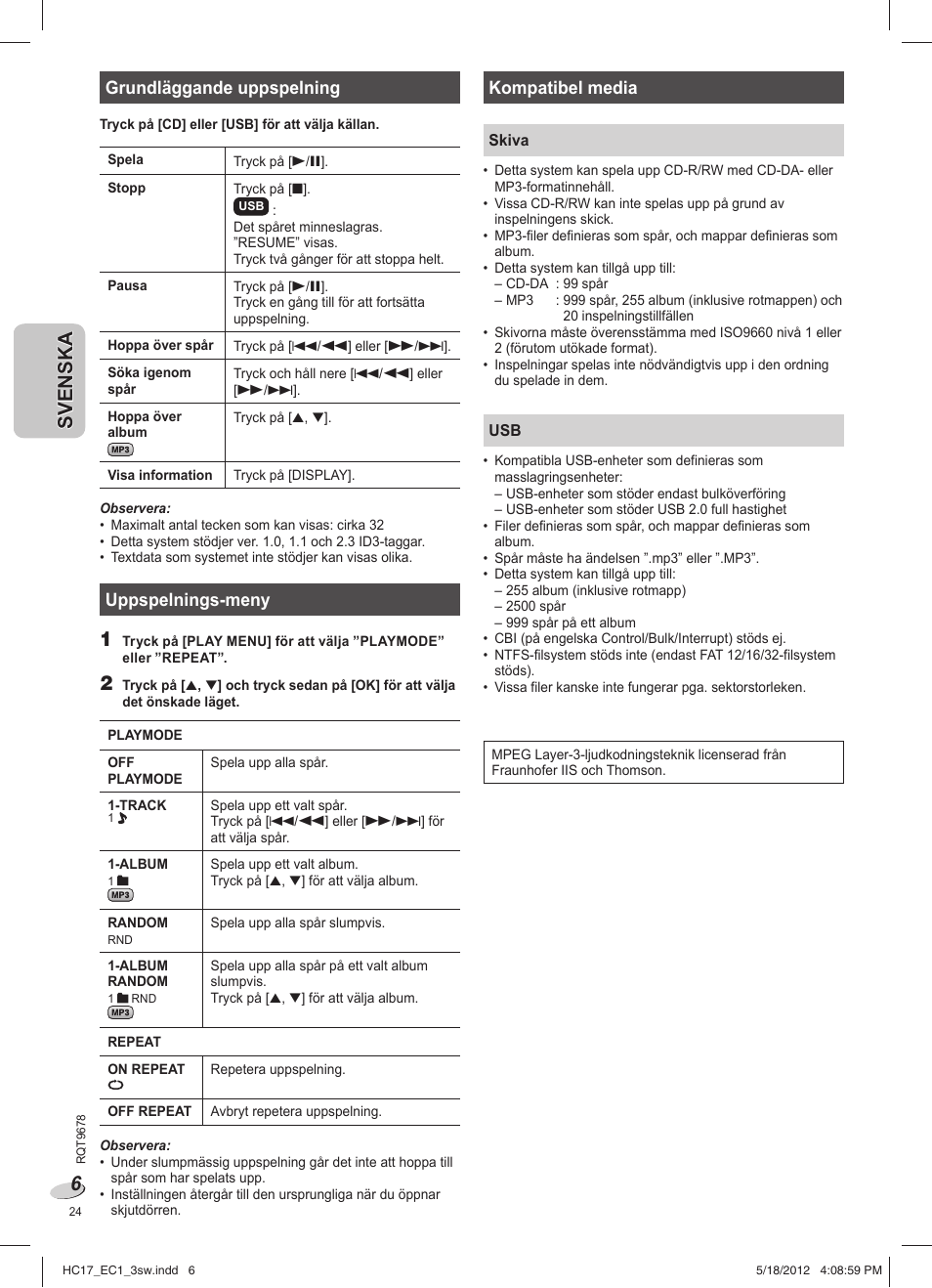 Panasonic SCHC17EC User Manual | Page 24 / 64