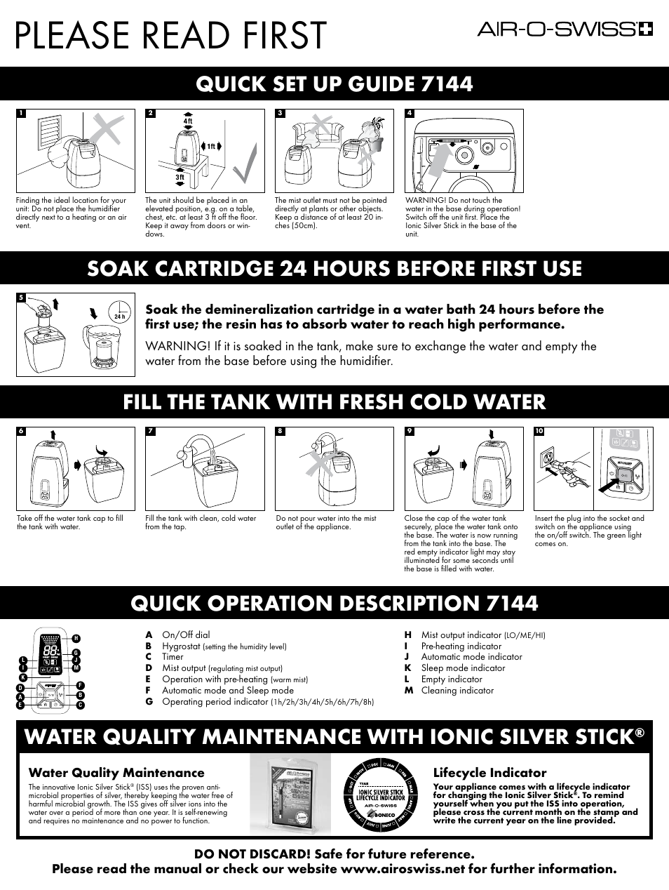 Air-O-Swiss 7144 User Manual | 2 pages