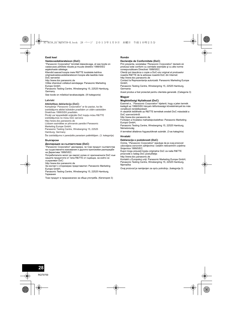 Panasonic SCHC58EG User Manual | Page 28 / 108