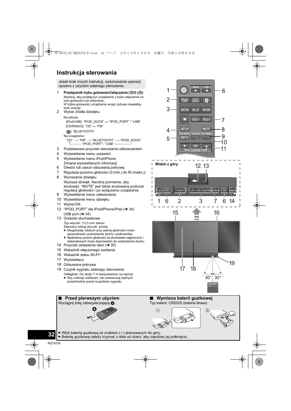 Instrukcja sterowania | Panasonic SCHC58EG User Manual | Page 32 / 108
