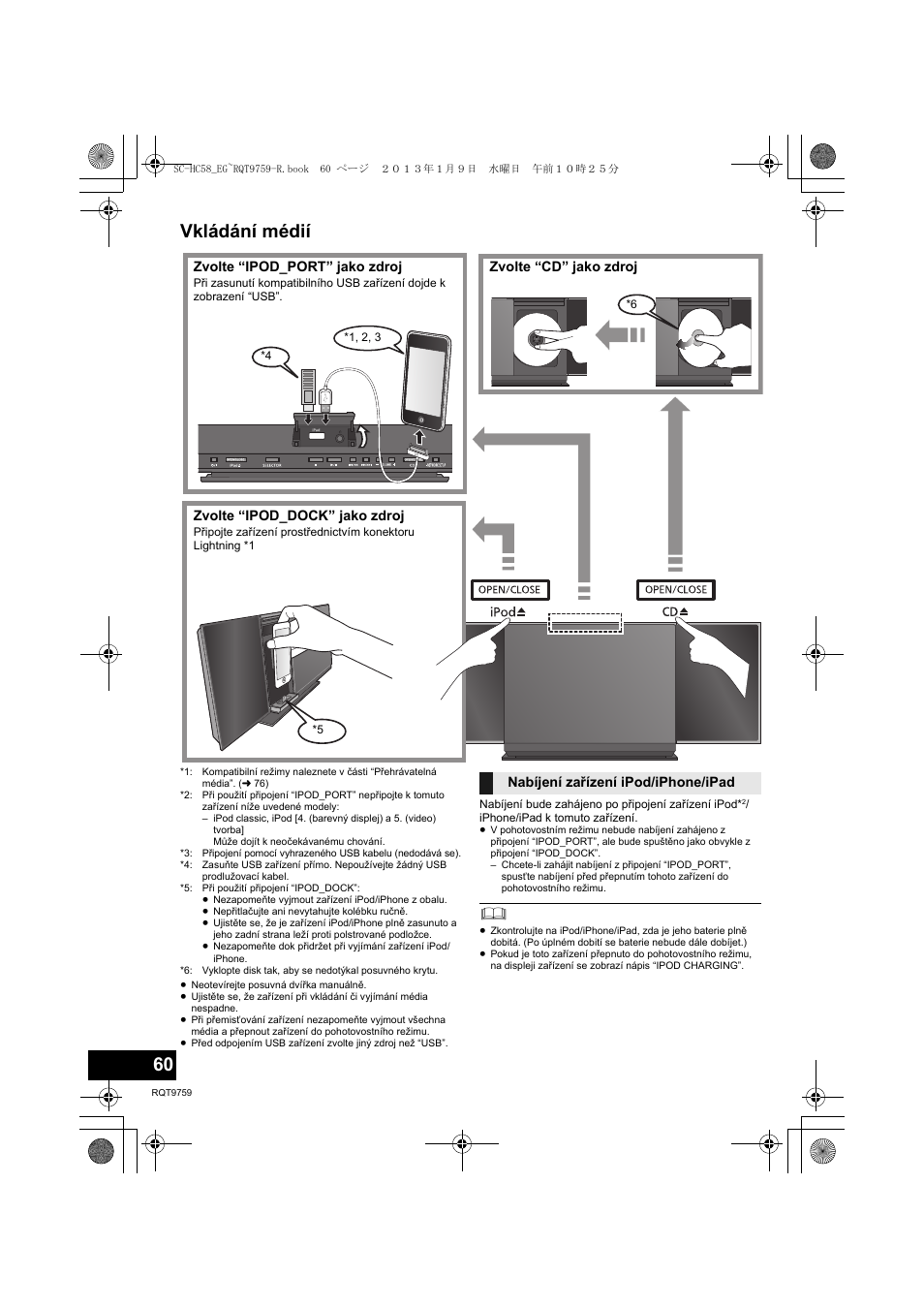Vkládání médií | Panasonic SCHC58EG User Manual | Page 60 / 108