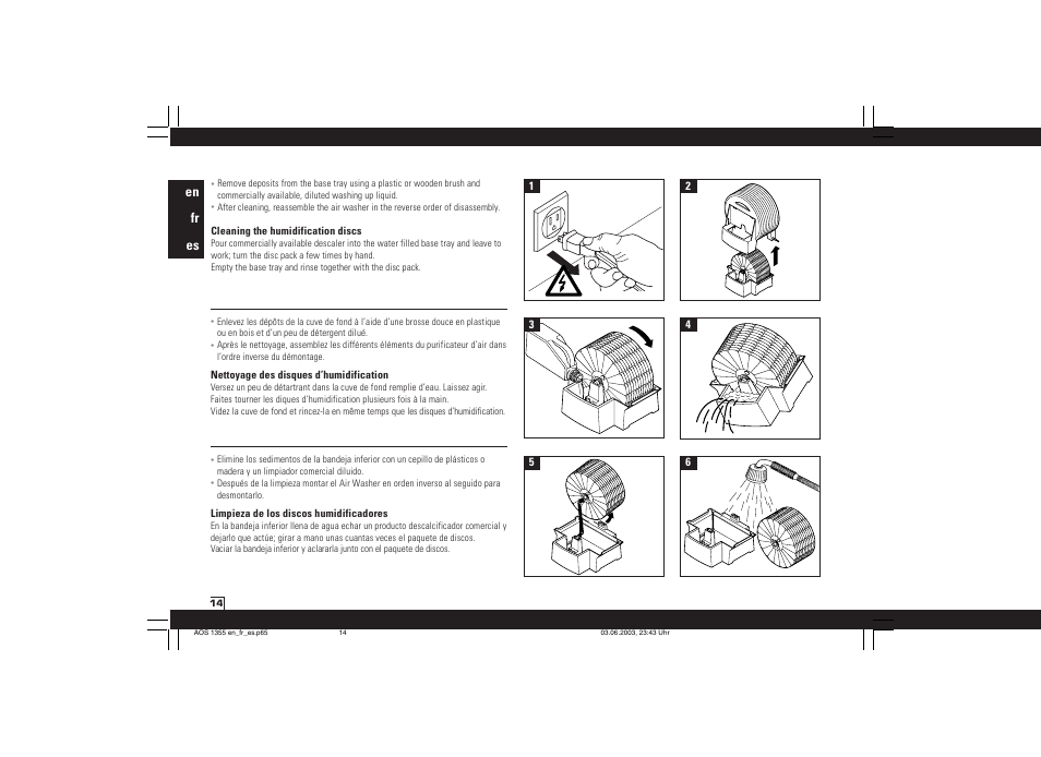 En fr es | Air-O-Swiss AOS 1355N User Manual | Page 16 / 24