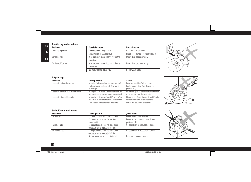 En fr es | Air-O-Swiss AOS 1355N User Manual | Page 18 / 24