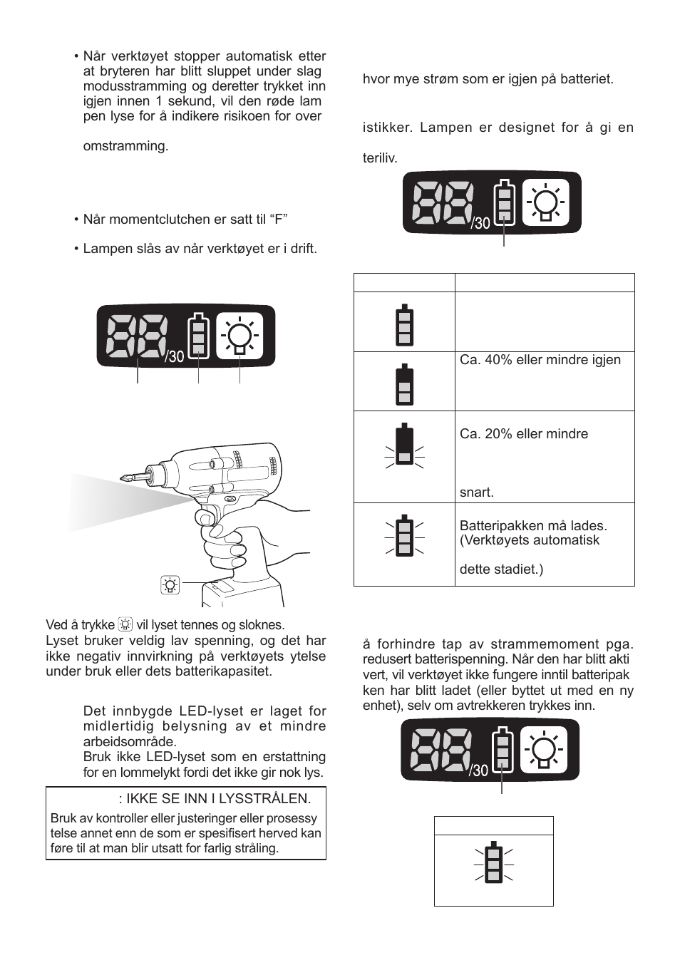 Kontrollpanel | Panasonic EYFLA1 User Manual | Page 111 / 168