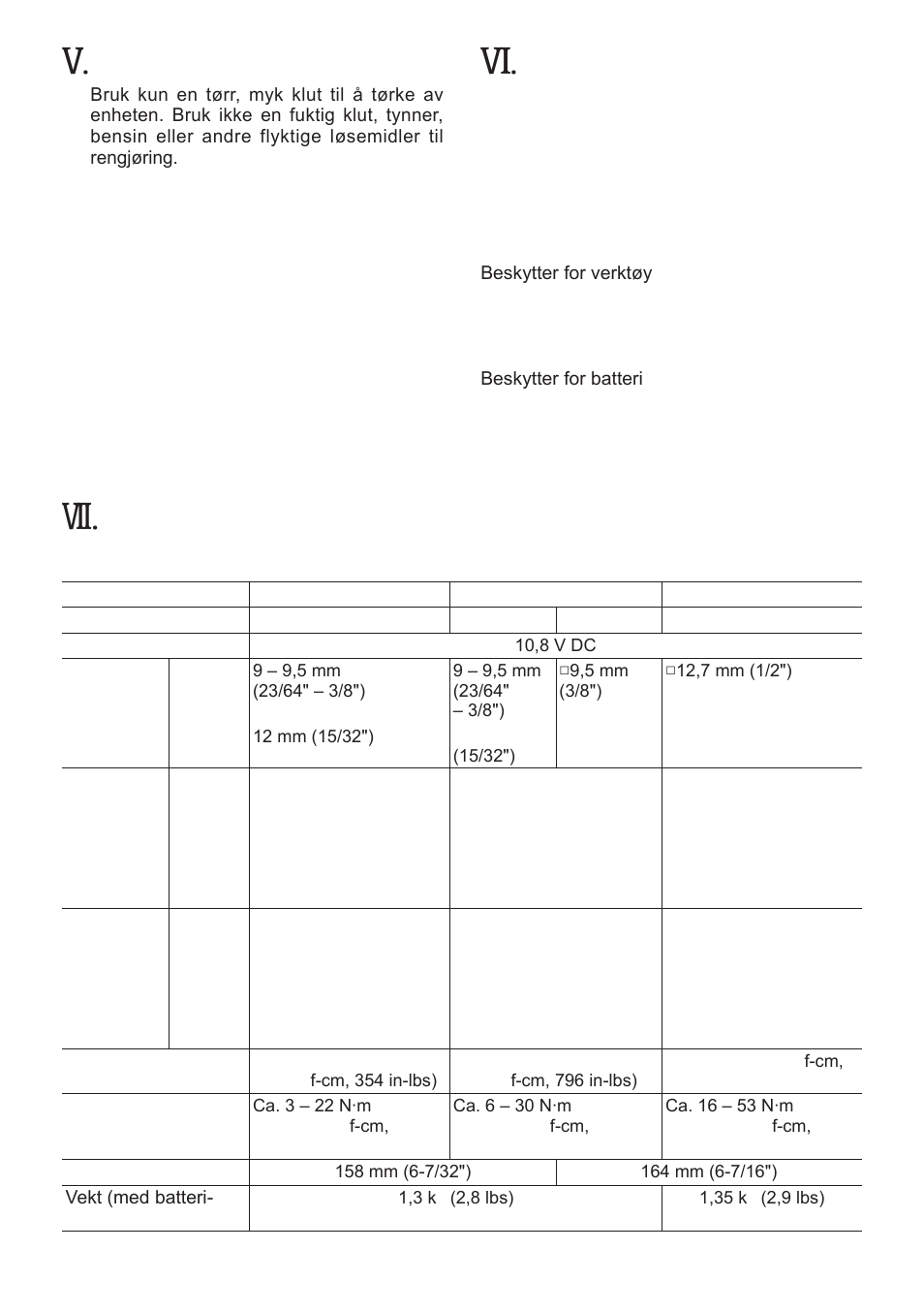 Vedlikehold, Tilleggsutstyr, Spesifikasjoner | Hovedenhet | Panasonic EYFLA1 User Manual | Page 118 / 168