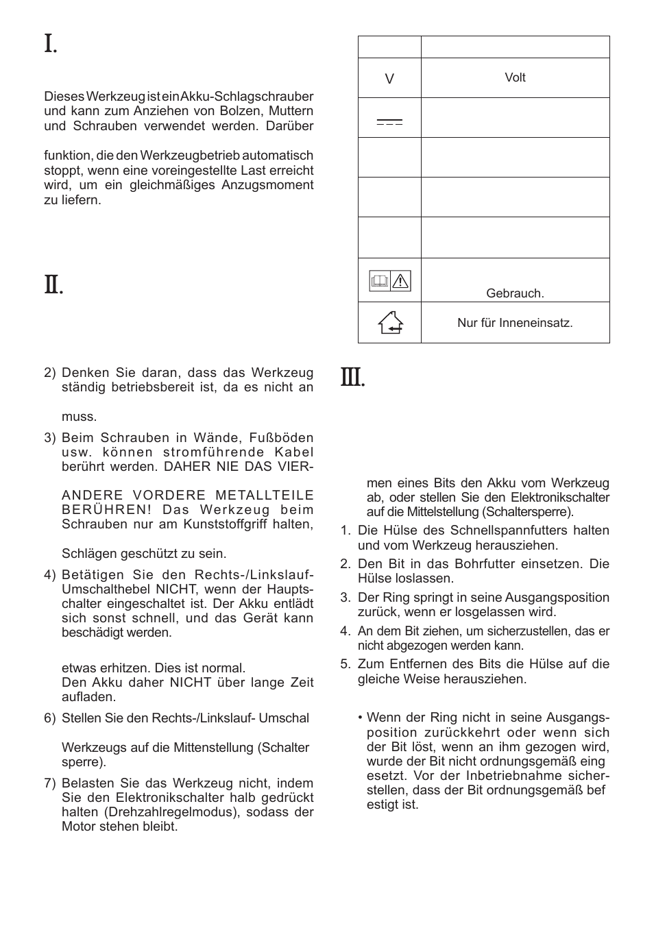 Verwendungs- zweck, Weitere wichtige sicherheitsregeln, Baugruppe | Anbringen oder abnehmen des bits | Panasonic EYFLA1 User Manual | Page 18 / 168