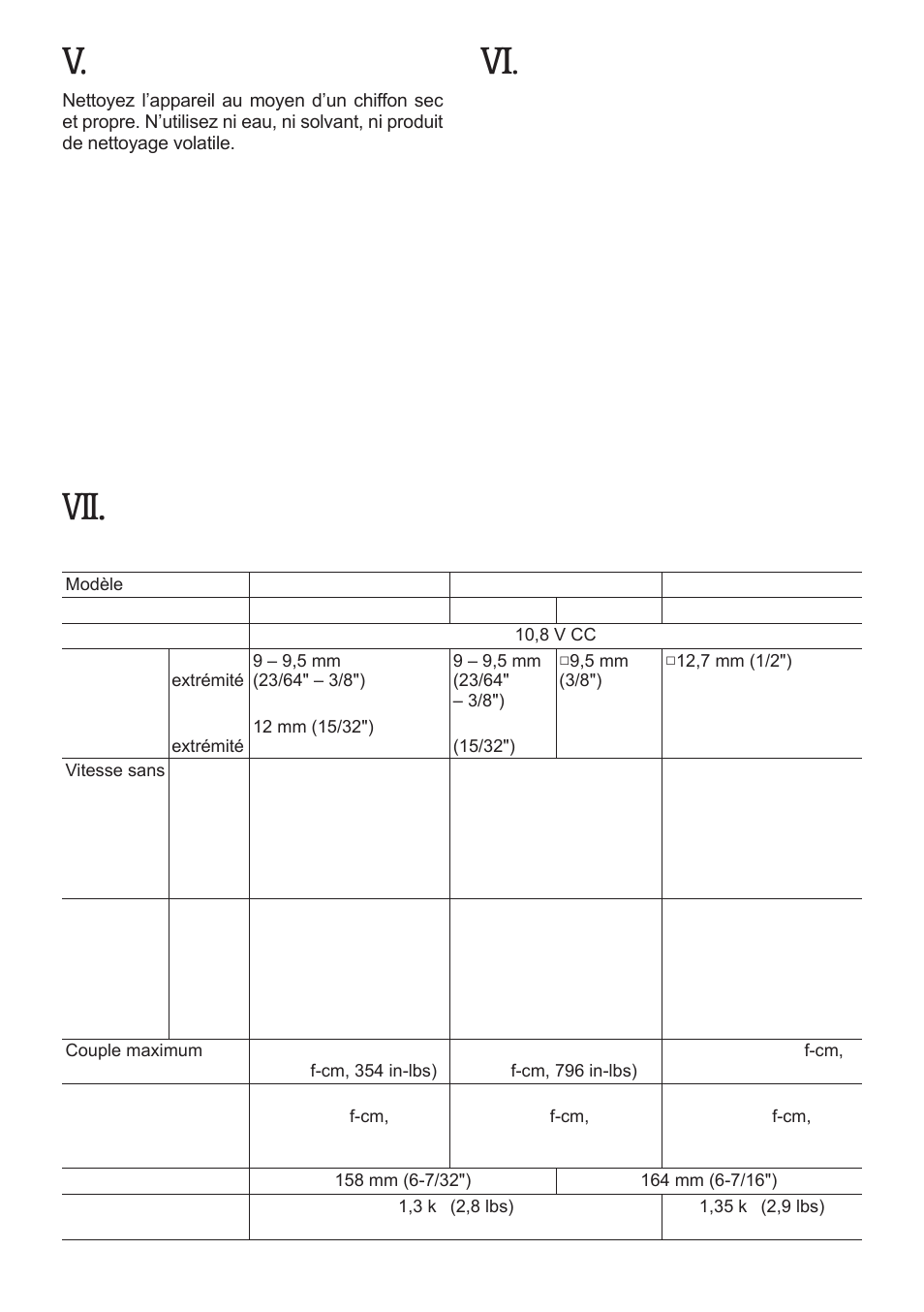 Entretien, Accessoires, Caracteristiques techniques | Unite principale | Panasonic EYFLA1 User Manual | Page 42 / 168