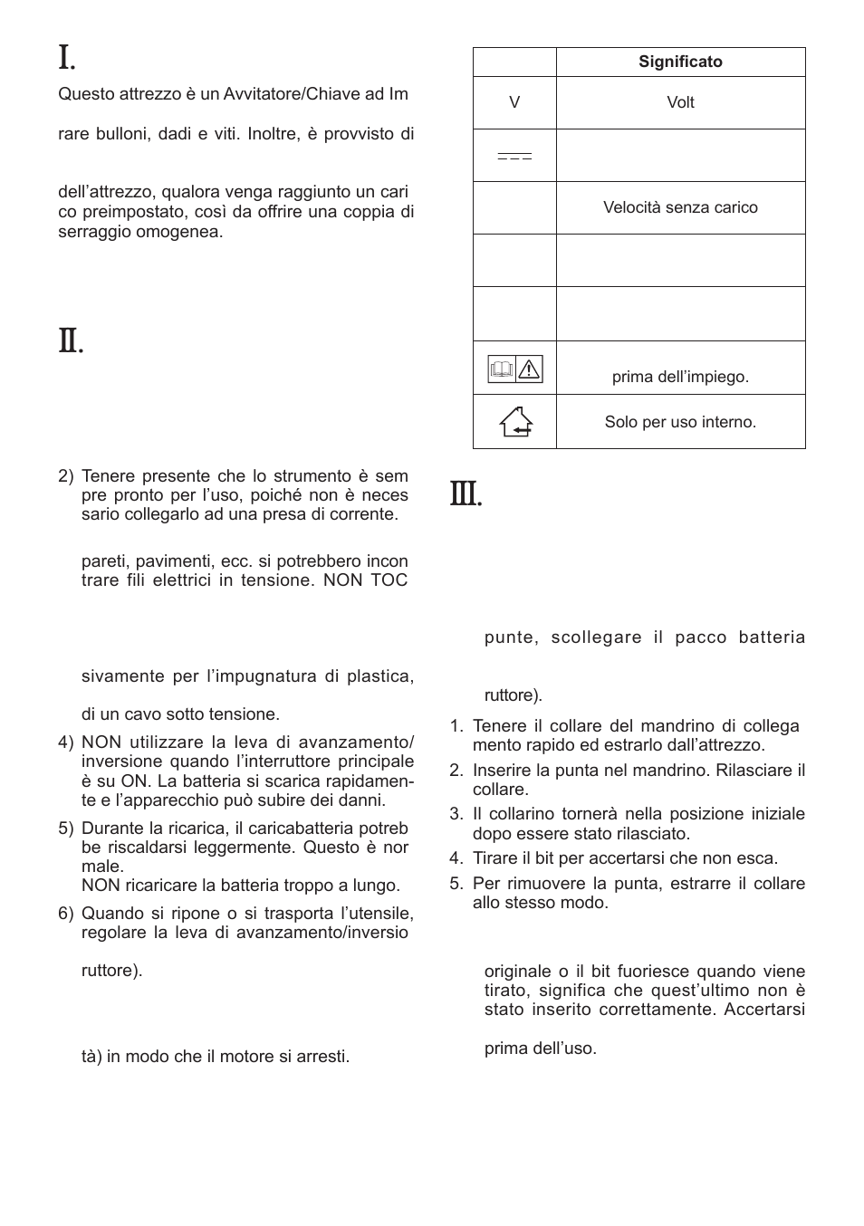 Destinazione d’uso, Norme di sicurezza supplementari, Montaggio | Applicazione e rimozione del bit | Panasonic EYFLA1 User Manual | Page 44 / 168