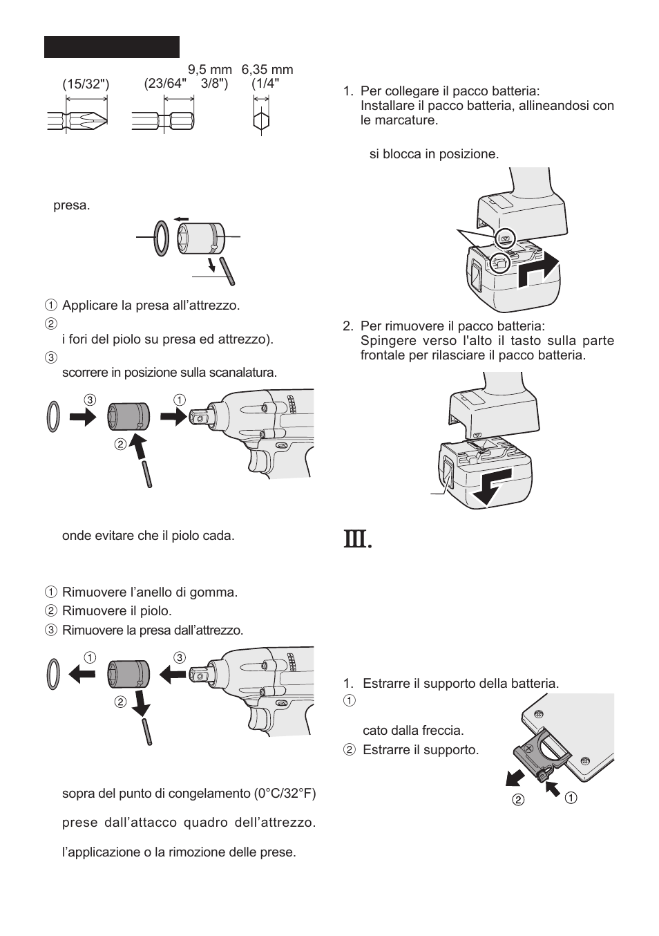 Funzionamento, Applicazione presa, Rimozione presa | Applicazione o rimozione del pacco batteria | Panasonic EYFLA1 User Manual | Page 45 / 168