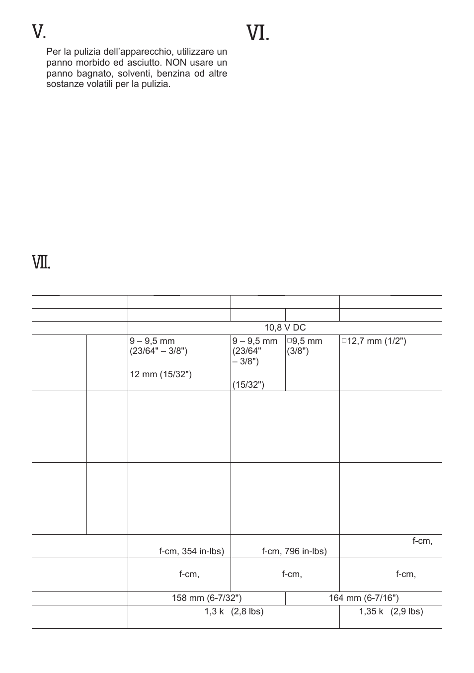 Accessori, Manutenzione, Specifiche tecniche | Apparecchio principale | Panasonic EYFLA1 User Manual | Page 55 / 168