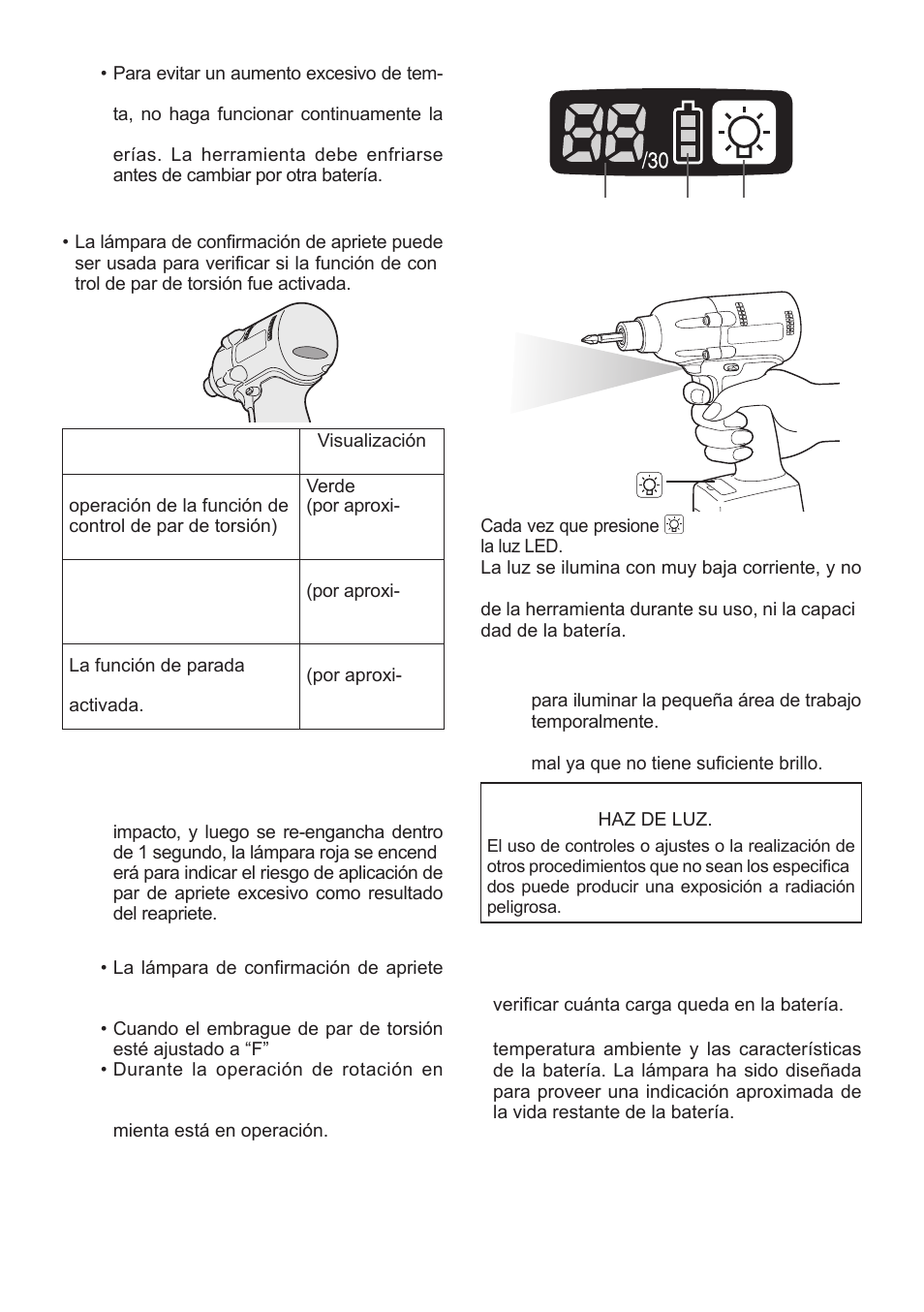 Panel de controle | Panasonic EYFLA1 User Manual | Page 73 / 168