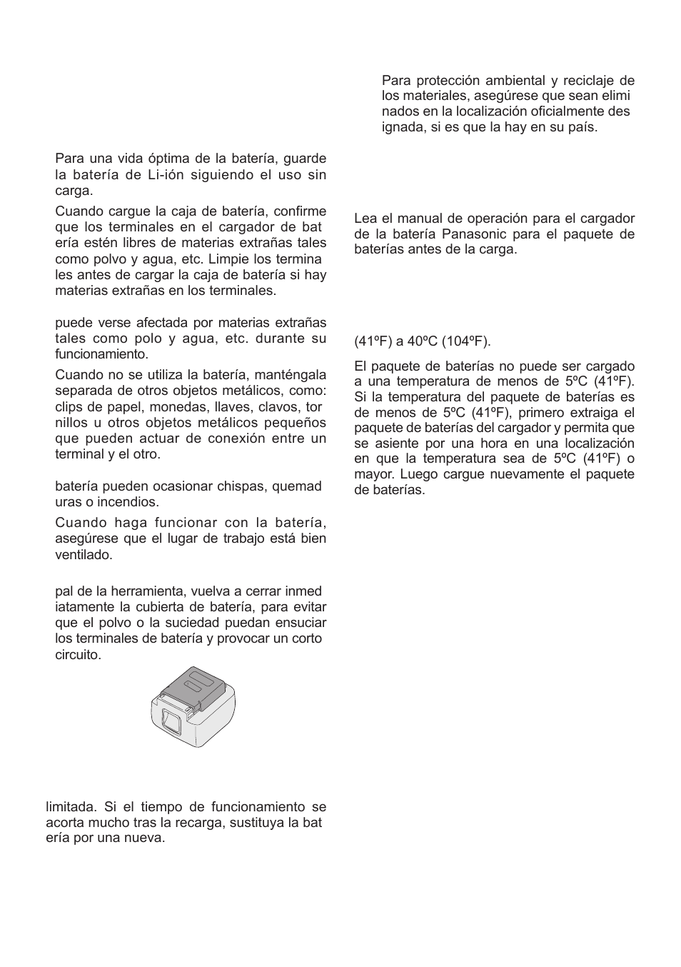 Cargador de la batería] carga, Antes de cargar la batería, Batería de li-ión (eyfb30) | Vida útil de la batería, Reciclado de la batería | Panasonic EYFLA1 User Manual | Page 79 / 168