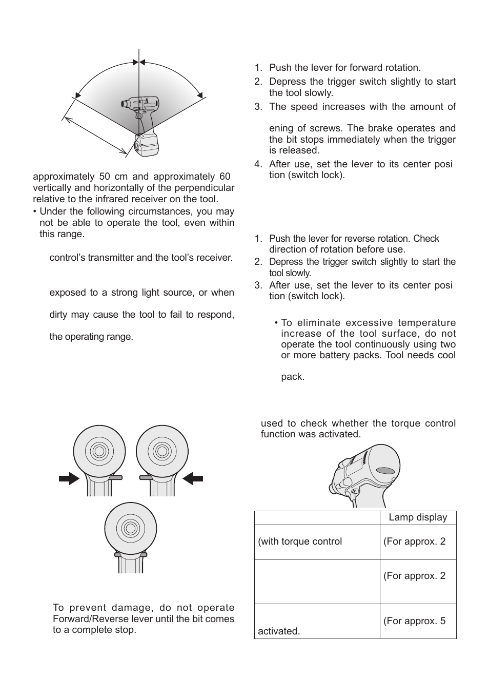 Forward rotation switch operation, Reverse rotation switch operation | Panasonic EYFLA1 User Manual | Page 8 / 168