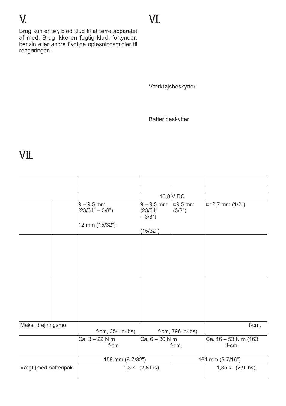 Vedligeholdelse, Tilbehør, Tekniske specifikationer | Hovedenhed | Panasonic EYFLA1 User Manual | Page 94 / 168