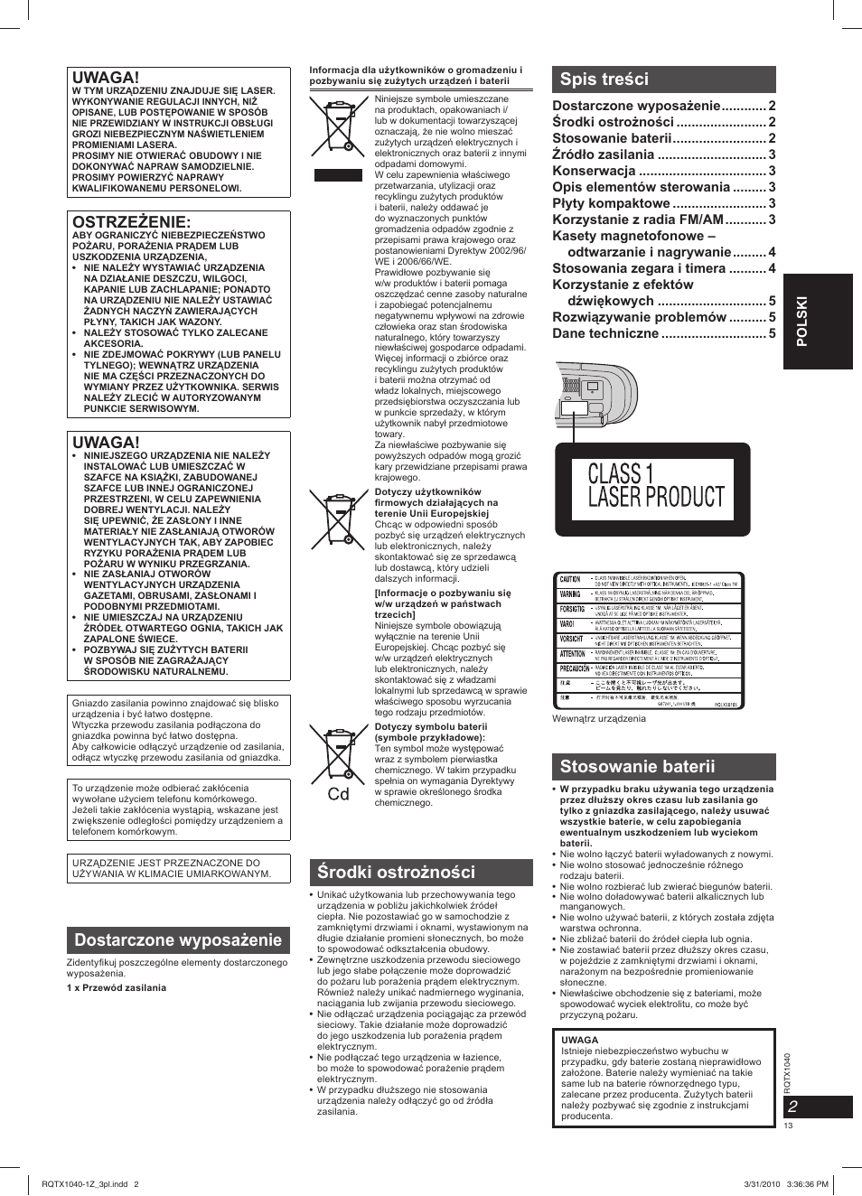 Panasonic RXD45EG User Manual | Page 13 / 20