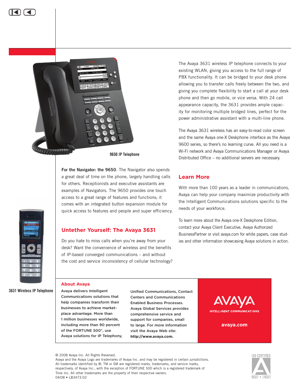 Untether yourself: the avaya 3631, Learn more | Avaya one-X Deskphone Edition 9600 User Manual | Page 4 / 4