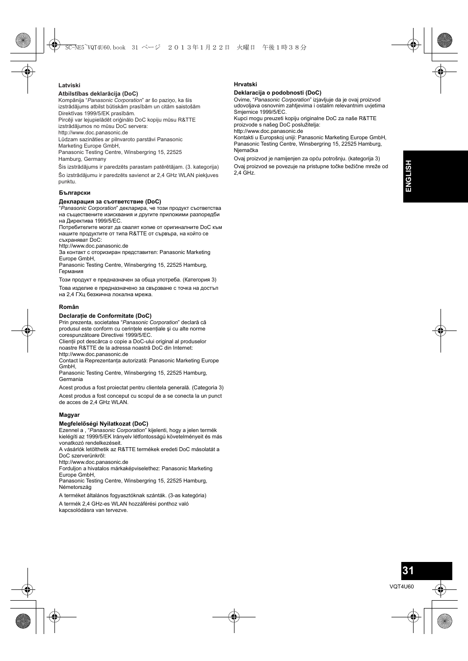 Panasonic SCNE5EG User Manual | Page 31 / 88