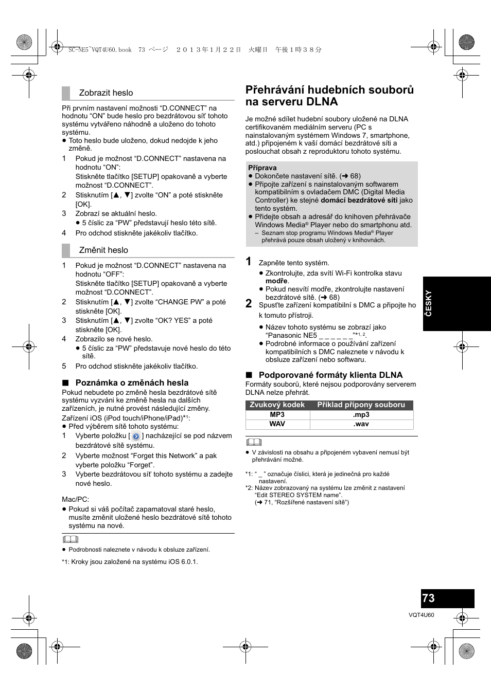 Přehrávání hudebních souborů na serveru dlna | Panasonic SCNE5EG User Manual | Page 73 / 88