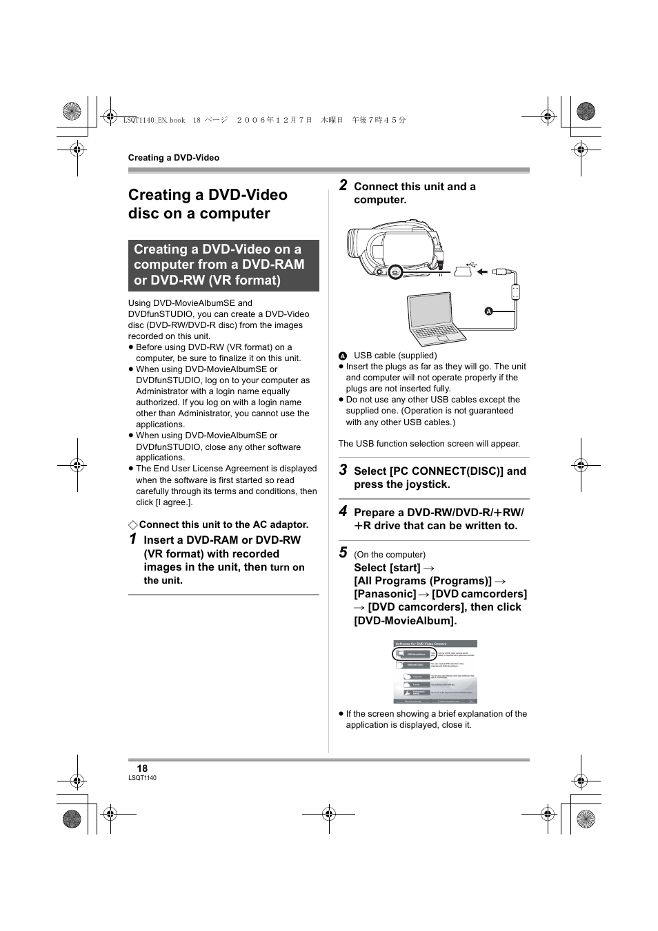 Creating a dvd-video disc on a computer | Panasonic VDRD310EP User Manual | Page 18 / 100