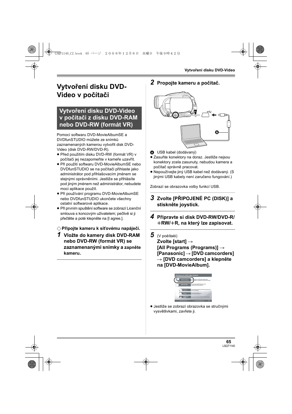 Vytvoření disku dvd- video v počítači | Panasonic VDRD310EP User Manual | Page 65 / 100