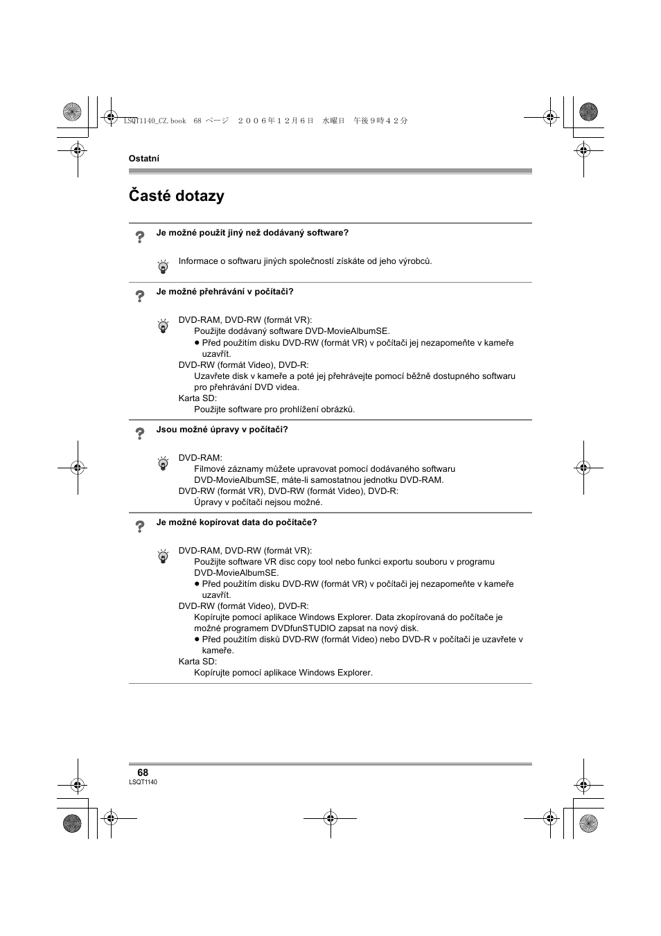 Časté dotazy | Panasonic VDRD310EP User Manual | Page 68 / 100