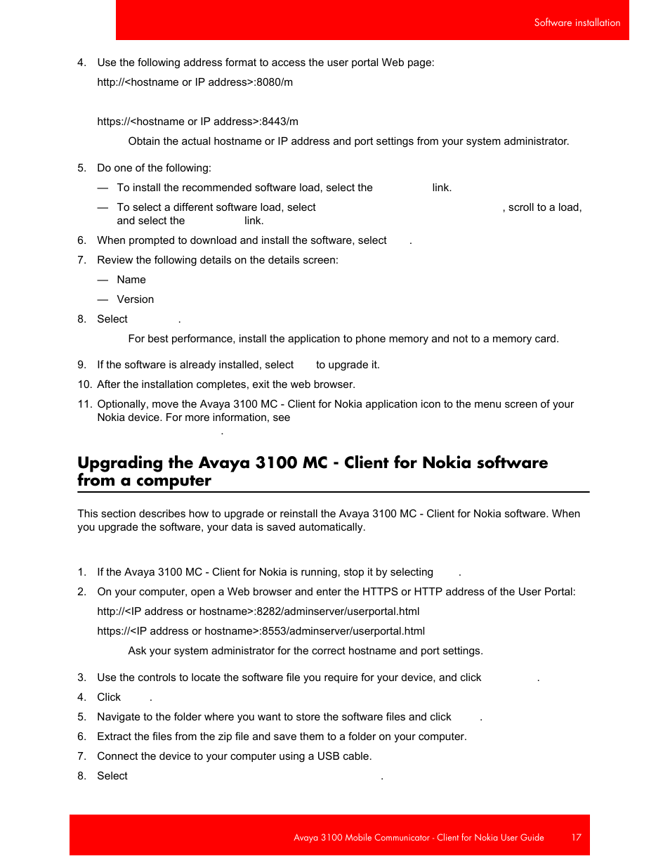 Upgrading the avaya 3100 mc - client for nokia | Avaya NN42030-102 User Manual | Page 17 / 60