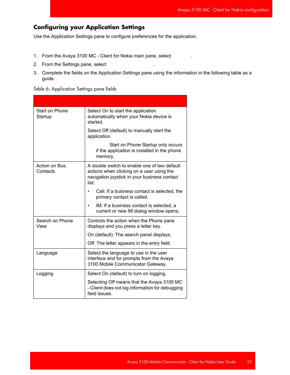 Configuring your application settings | Avaya NN42030-102 User Manual | Page 25 / 60