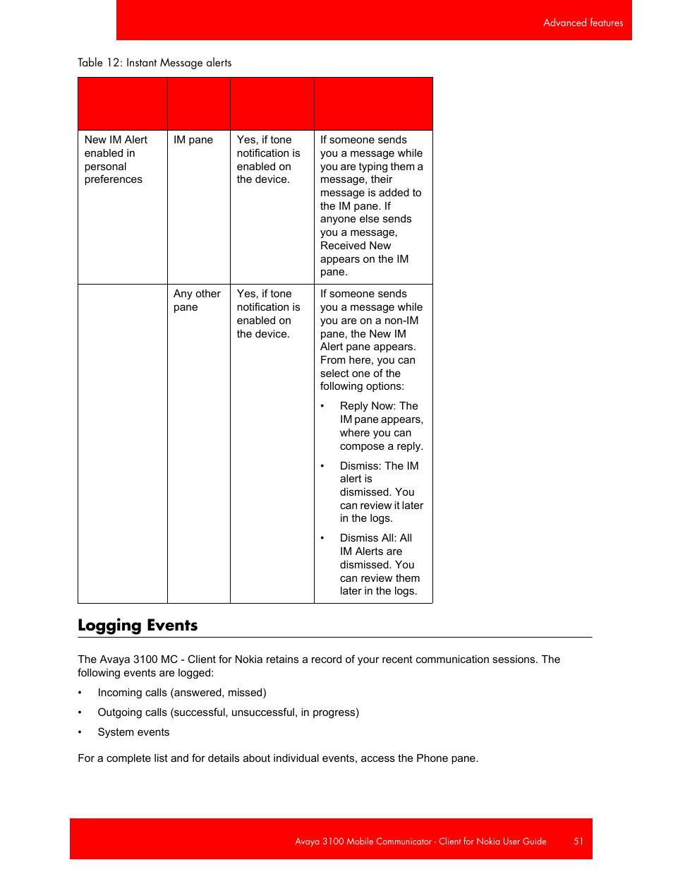 Logging events | Avaya NN42030-102 User Manual | Page 51 / 60