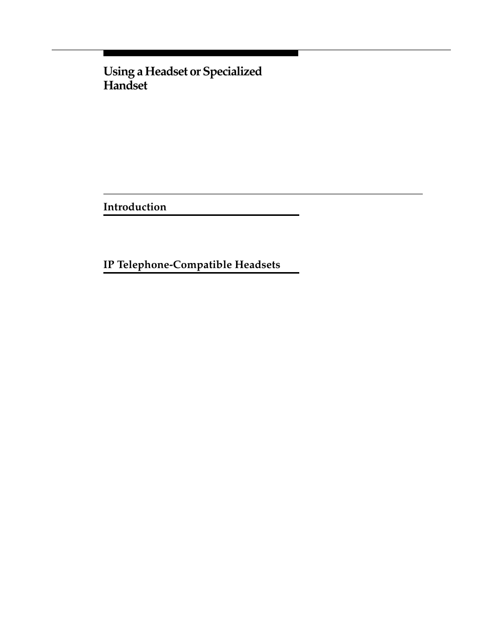 8 using a headset or specialized handset, Introduction, Ip telephone-compatible headsets | Using a headset or specialized handset | Avaya DEFINITY 4606 User Manual | Page 53 / 60