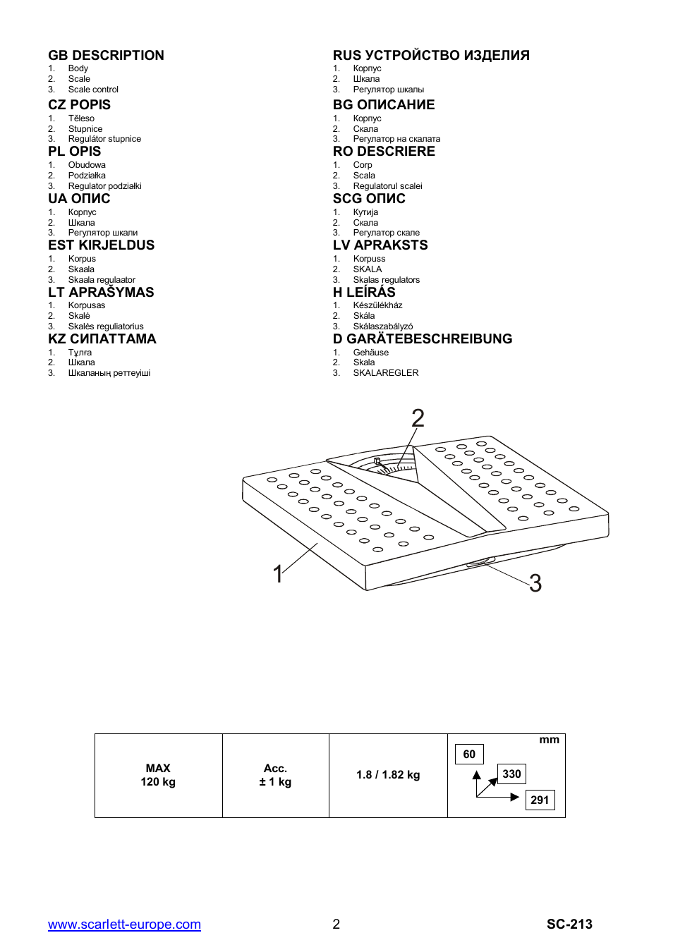 Scarlett SC-213 User Manual | Page 2 / 6