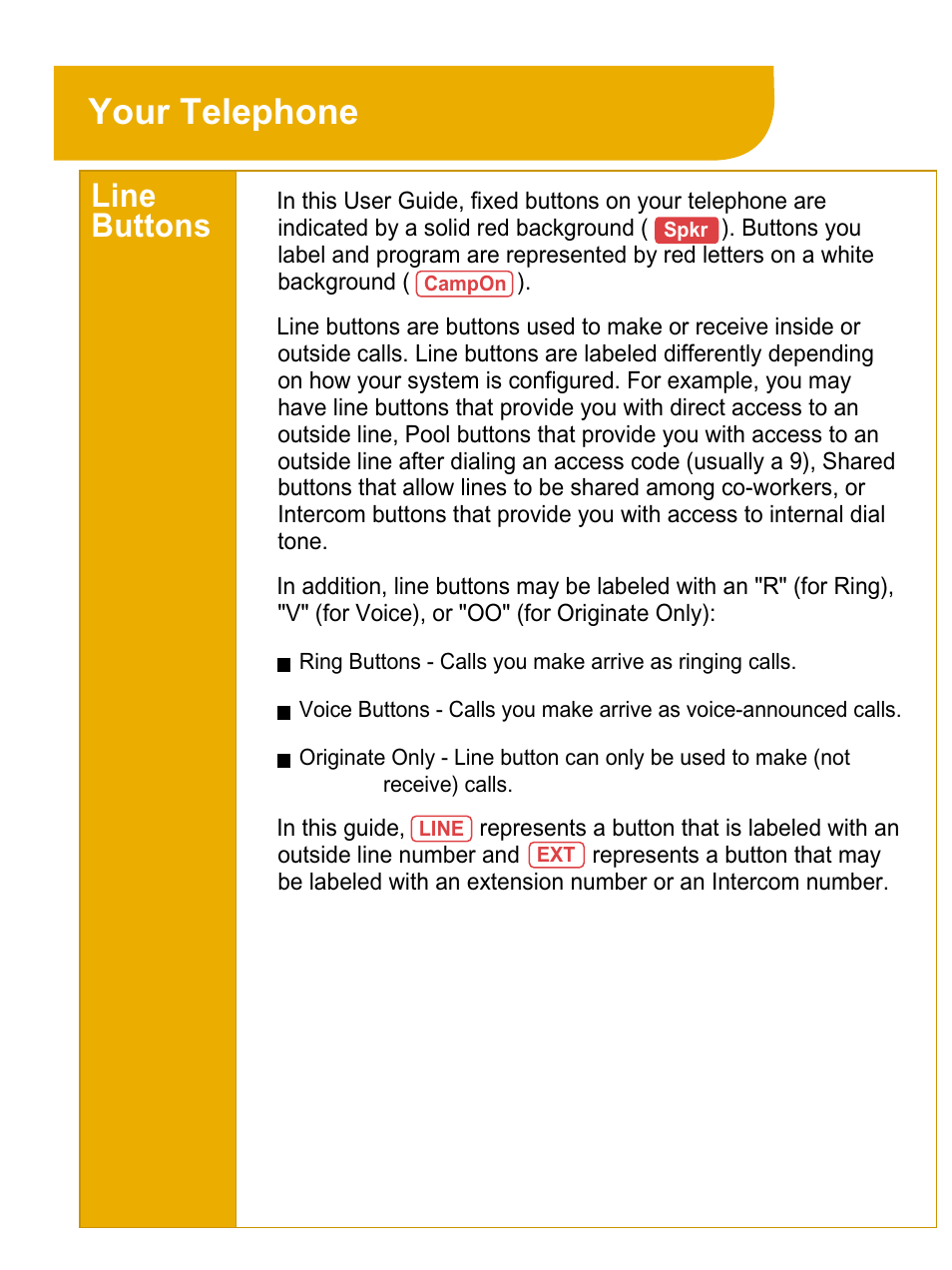 Your telephone, Line buttons | Avaya 4424LD+ User Manual | Page 2 / 24