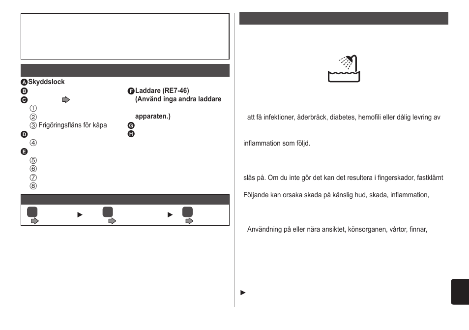 Delarnasnamn, Viktigt | Panasonic ESWD10 User Manual | Page 53 / 110