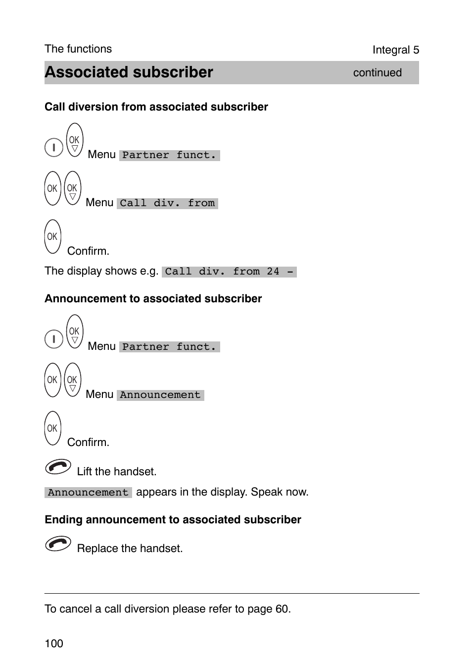 Associated subscriber | Avaya Integral 3 / 5 FC1 User Manual | Page 100 / 120