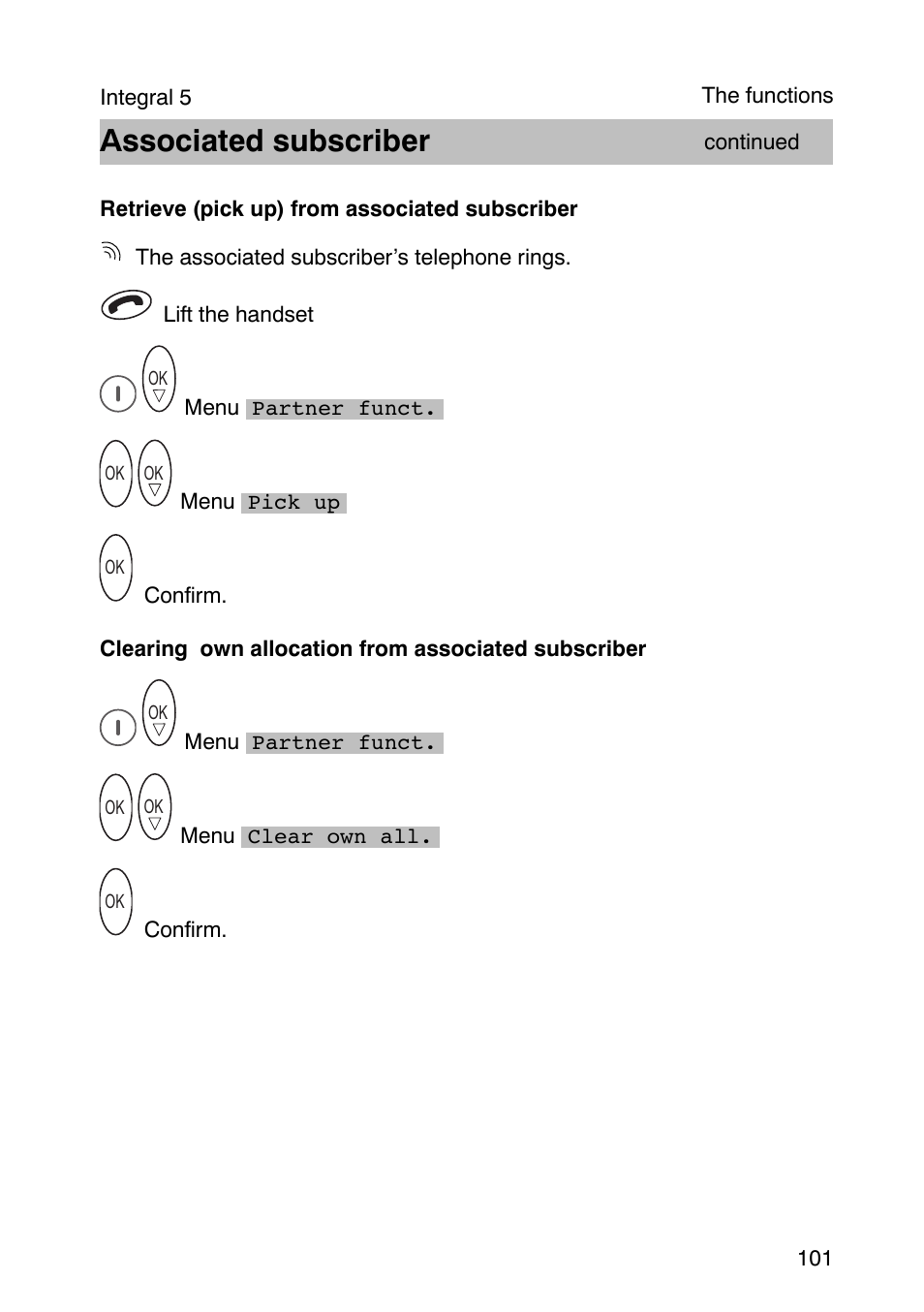 Associated subscriber | Avaya Integral 3 / 5 FC1 User Manual | Page 101 / 120