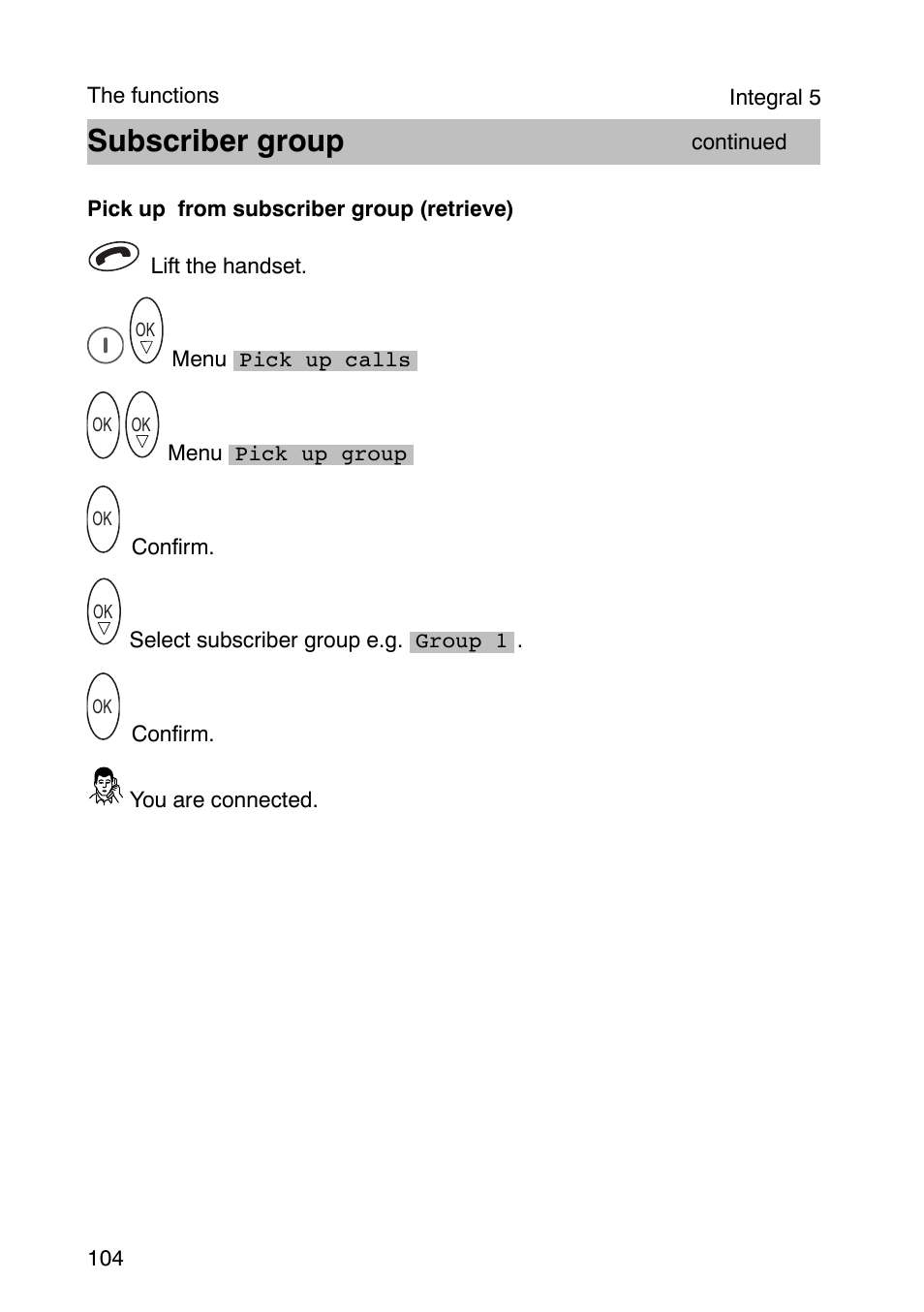 Subscriber group | Avaya Integral 3 / 5 FC1 User Manual | Page 104 / 120