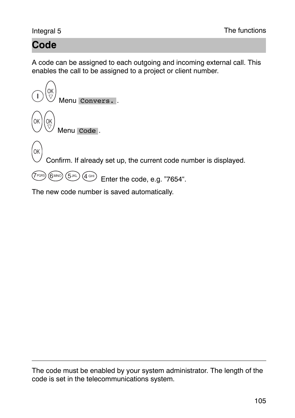 Code | Avaya Integral 3 / 5 FC1 User Manual | Page 105 / 120