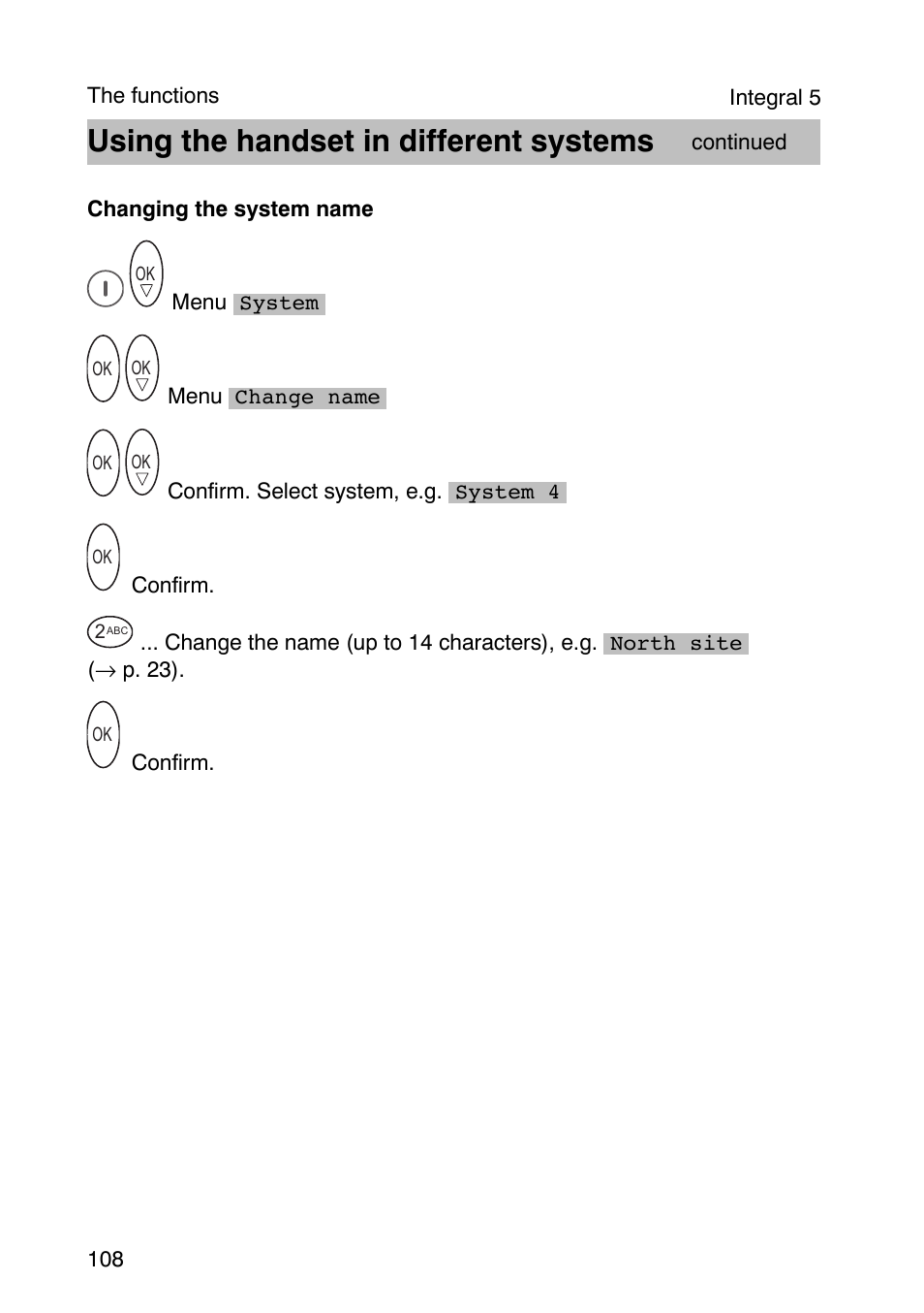 Using the handset in different systems | Avaya Integral 3 / 5 FC1 User Manual | Page 108 / 120