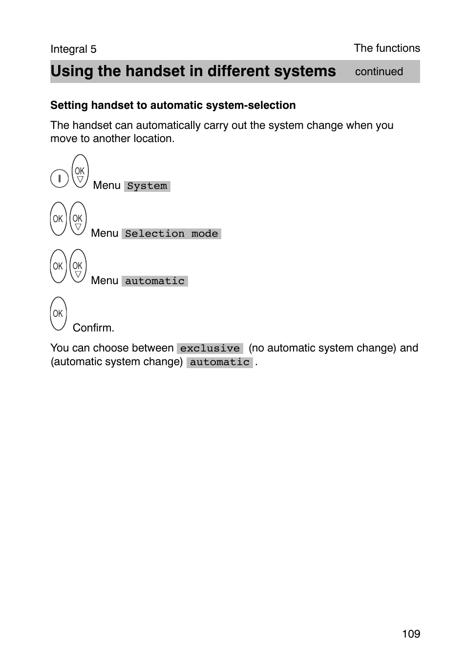 Using the handset in different systems | Avaya Integral 3 / 5 FC1 User Manual | Page 109 / 120